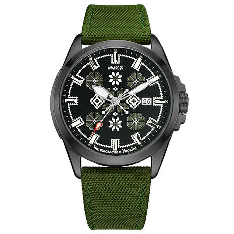 Awarder Embroidery Black-Army Green Green Automatic 10ATM, фото 1