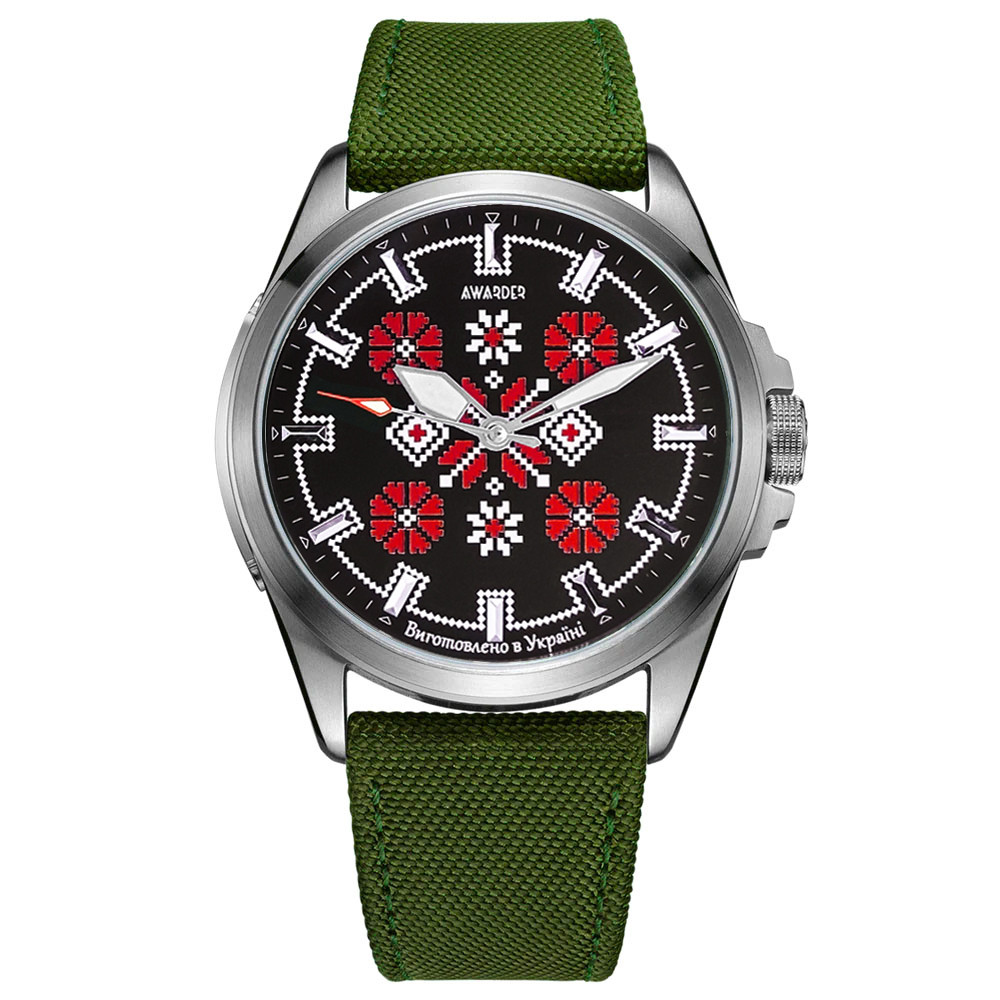 Awarder Embroidery Silver-Red Green  Battery 10ATM