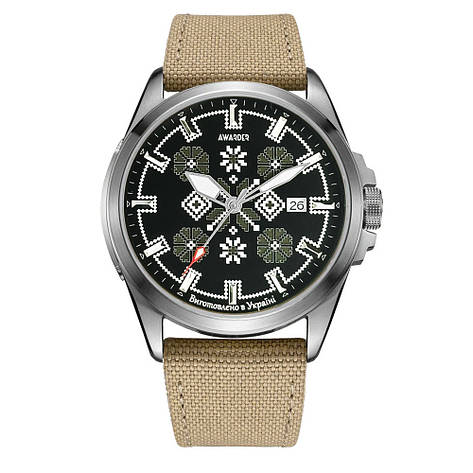 Awarder Embroidery Silver-Army Green Khaki Automatic 10ATM, фото 1