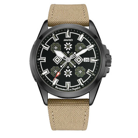 Awarder Embroidery Black-Army Green Khaki Automatic 10ATM, фото 1