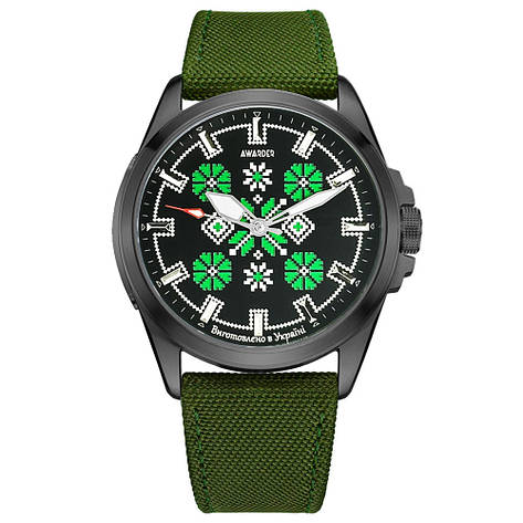Awarder Embroidery Black-Green Green  Battery 10ATM, фото 1