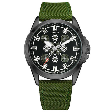 Awarder Embroidery Black-Army Green Green Battery 10ATM, фото 1