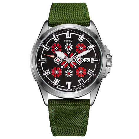 Awarder Embroidery Silver-Red Green Automatic 10ATM, фото 1