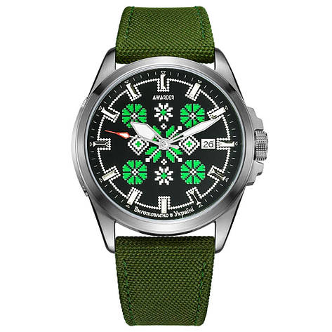 Awarder Embroidery Silver-Green Green Automatic 10ATM, фото 1