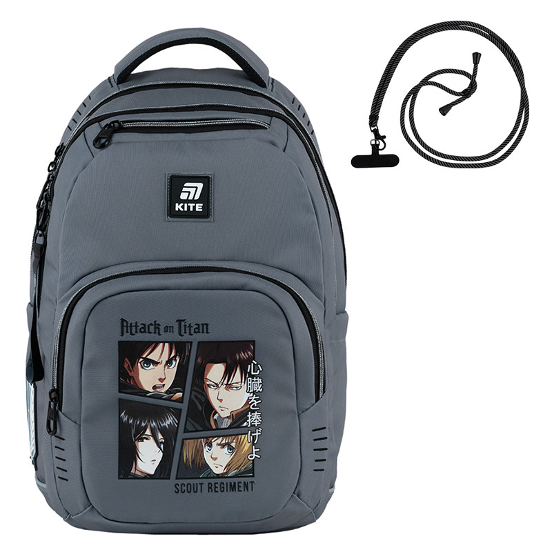 Рюкзак Kite Education teens Attack on Titan AT25-903L   L(145 — 175 см)  44x31,5x14  сірий