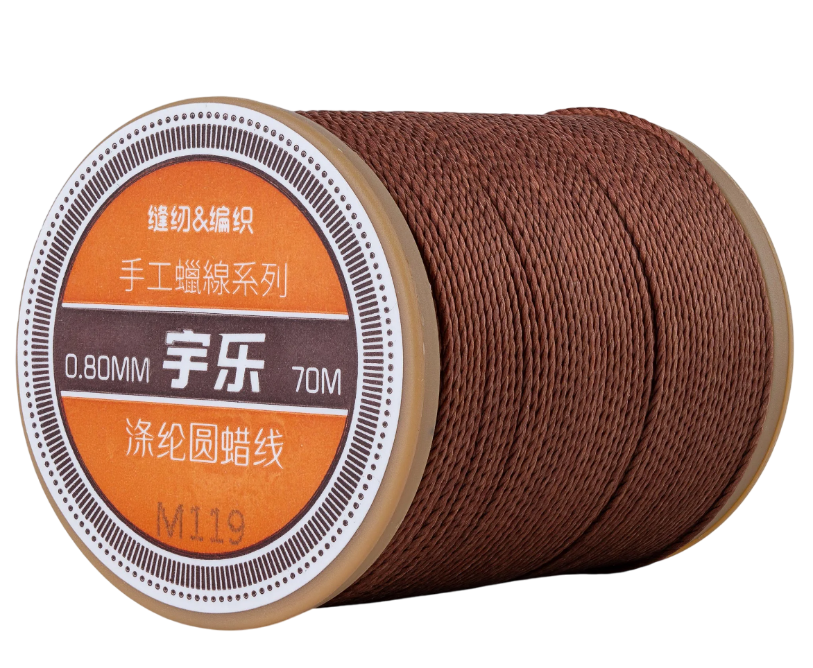 Galaces 0.80мм світло-коричнева (M119) кругла вощена нитка по шкірі, фото 1