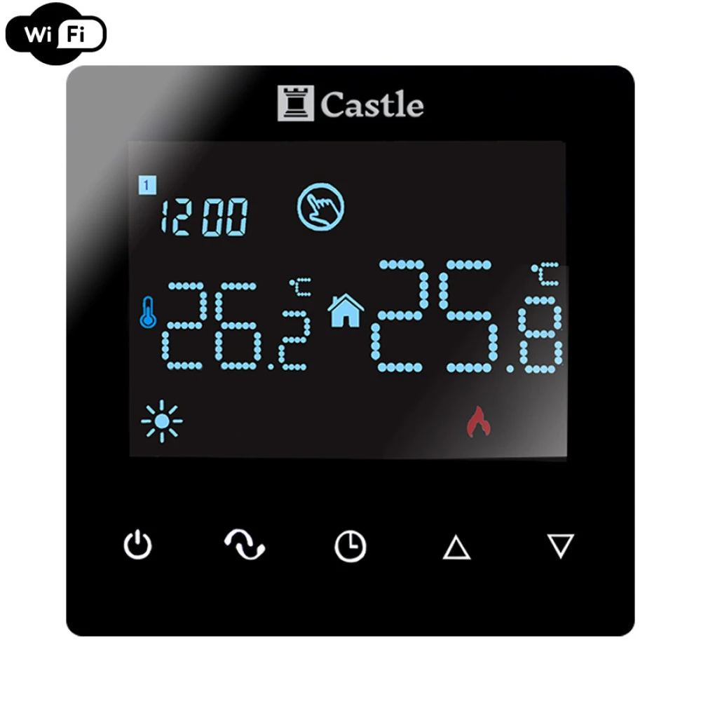 Терморегулятор програмований Castle AC606H з функцією WI-FI (Чорний)