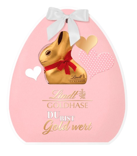 Пасхальний набір Lindt Goldhase Du bist Gold wert в рожевій упаковці 270г