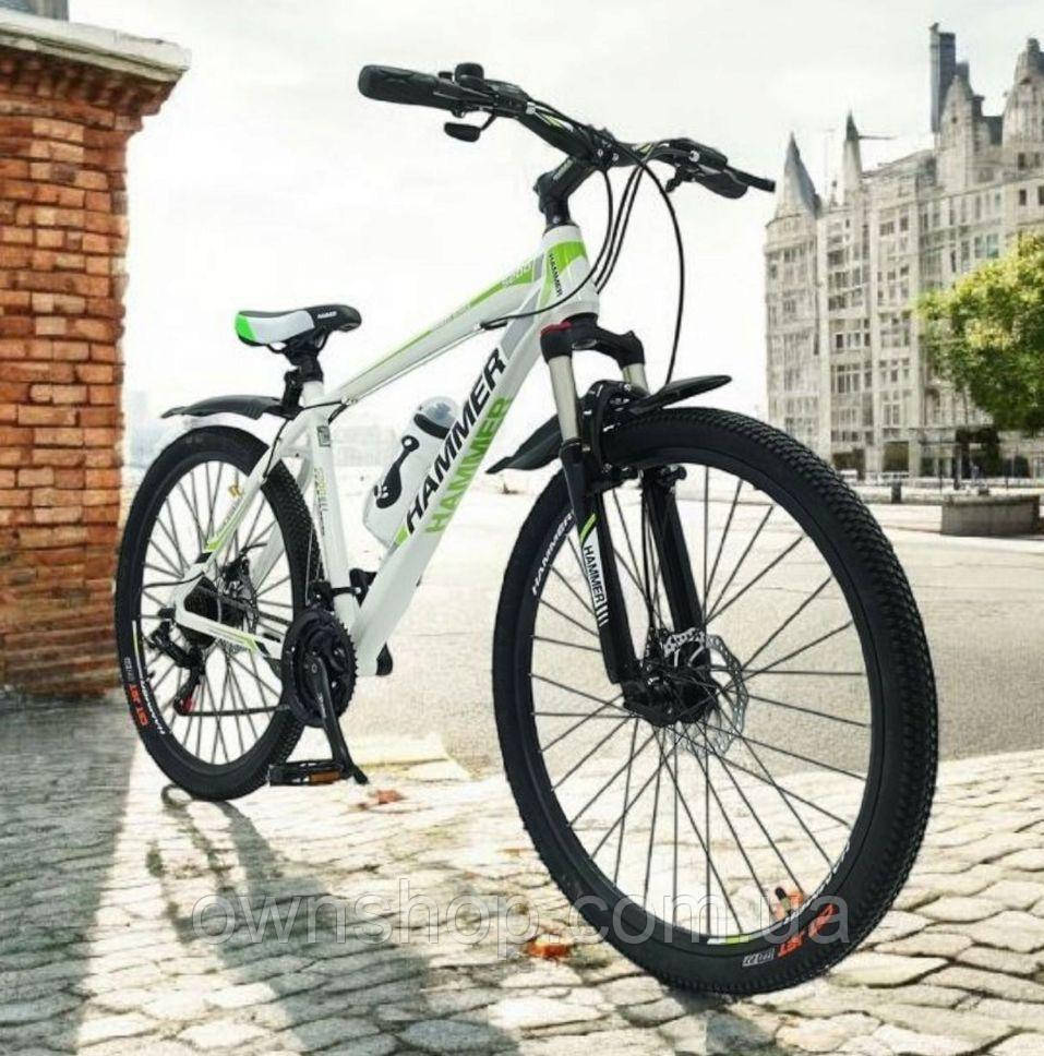 Стильний спортивний алюмінієвий велосипед S200, колеса 29*2,25, рама 19'', біло-зелений