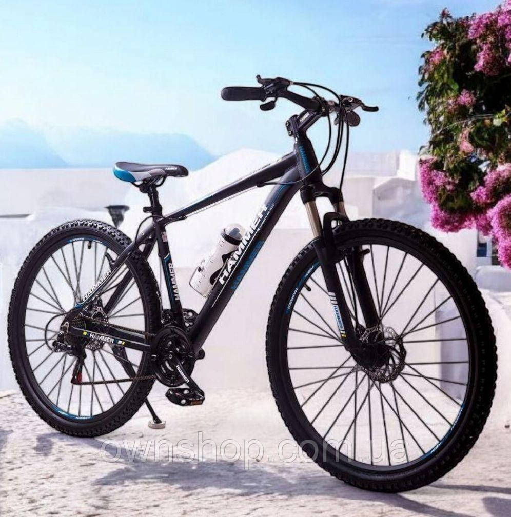 Стильний спортивний алюмінієвий велосипед S200, колеса 29*2,25, рама 19'', чорно-синій