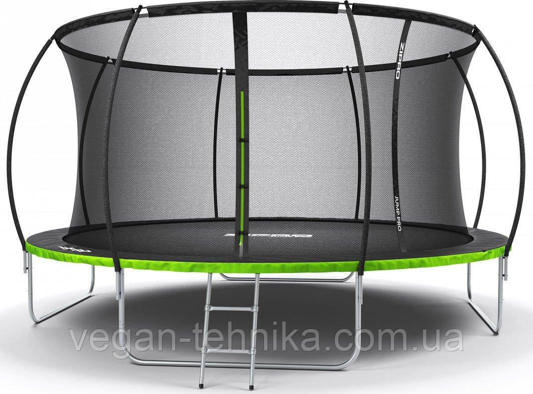 Батут Zipro Jump Pro Premium з внутрішньою сіткою 14 футів 435 см чорно-зелений, фото 1