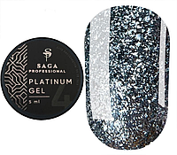 Платинум гель для дизайна ногтей SAGA Professional Platinum Gel 04, холодный серебристый, 5 мл