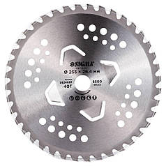 Диск для тримера з твердосплавними напайками Ø 255×25.4 мм 40Т 4 підрізні лопаті SIGMA (5624601)