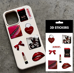 Набір із 8 стікерів "Classic red" 3D, 10х15 см