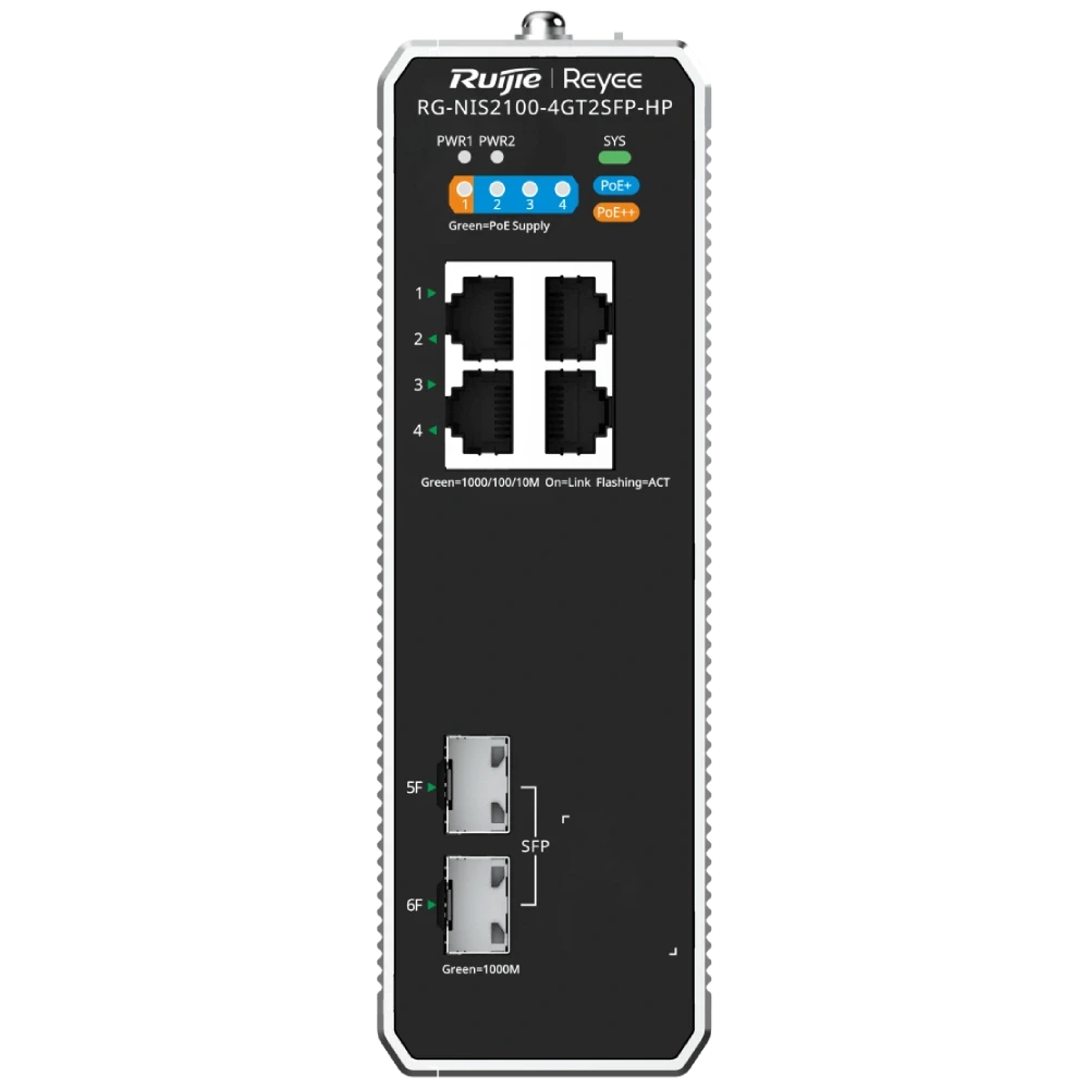 Ruijie Reyee RG-NIS2100-4GT2SFP-HP PoE++ Комутатор 4 порти керований