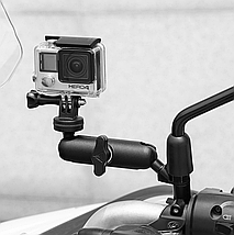 Металеве кріплення для екшн-камери на мотоцикл / Тримач GoPro на дзеркало заднього виду Motowolf MDL3519, фото 4