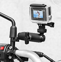 Металеве кріплення для екшн-камери на мотоцикл / Тримач GoPro на дзеркало заднього виду Motowolf MDL3519, фото 2