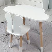 Столик хмаринка 46х70х40 і стільчик метелик 26.5х26х25, стіл та стілець в дитячу, білий