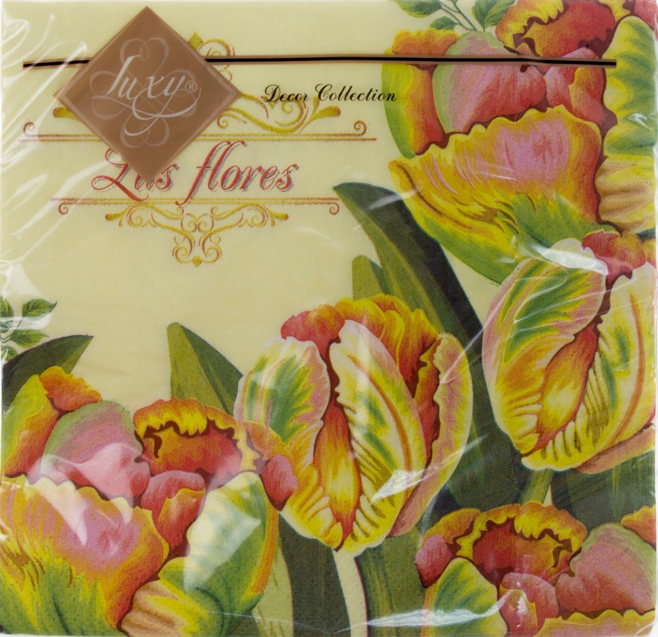 Серветки столові ТМ "Luxy" 3-х шарові (18шт) Барвистий цвіт тюльпанів(16)