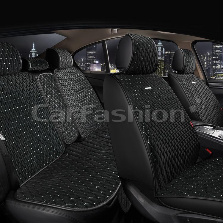 Повний комплект на сидіння CarFashion, модель RUBIN, чорний з сірою ниткою