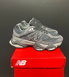 Чоловічі жіночі кросівки New Balance 9060 grey Нью Баланс темно сірі замша унісекс