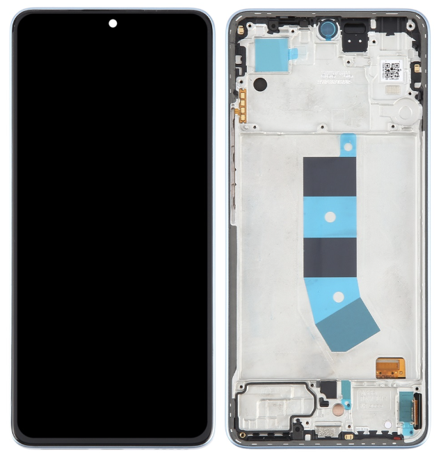 Дисплей (екран) для Xiaomi Redmi Note 13 4G чорний, Amoled, оригінал PRC з рамкою синього кольору, Ice Blue