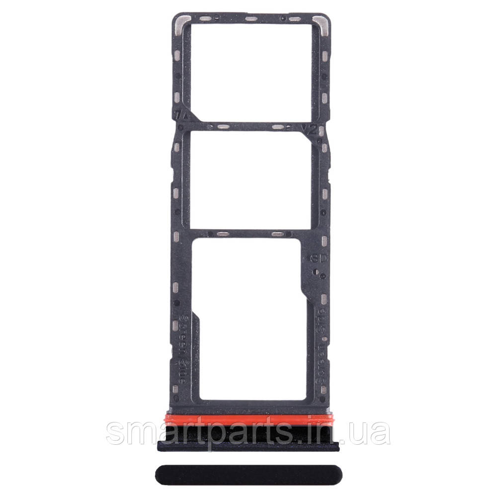 Тримач Sim-карти та карти пам'яті Infinix Hot 12i чорний, Racing Black, на дві Sim-карти