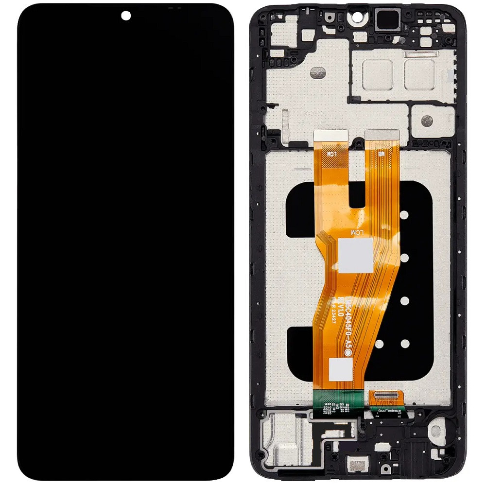 Дисплей Samsung A055 Galaxy A05 чорний, оригінал PRC, з рамкою, фото 1