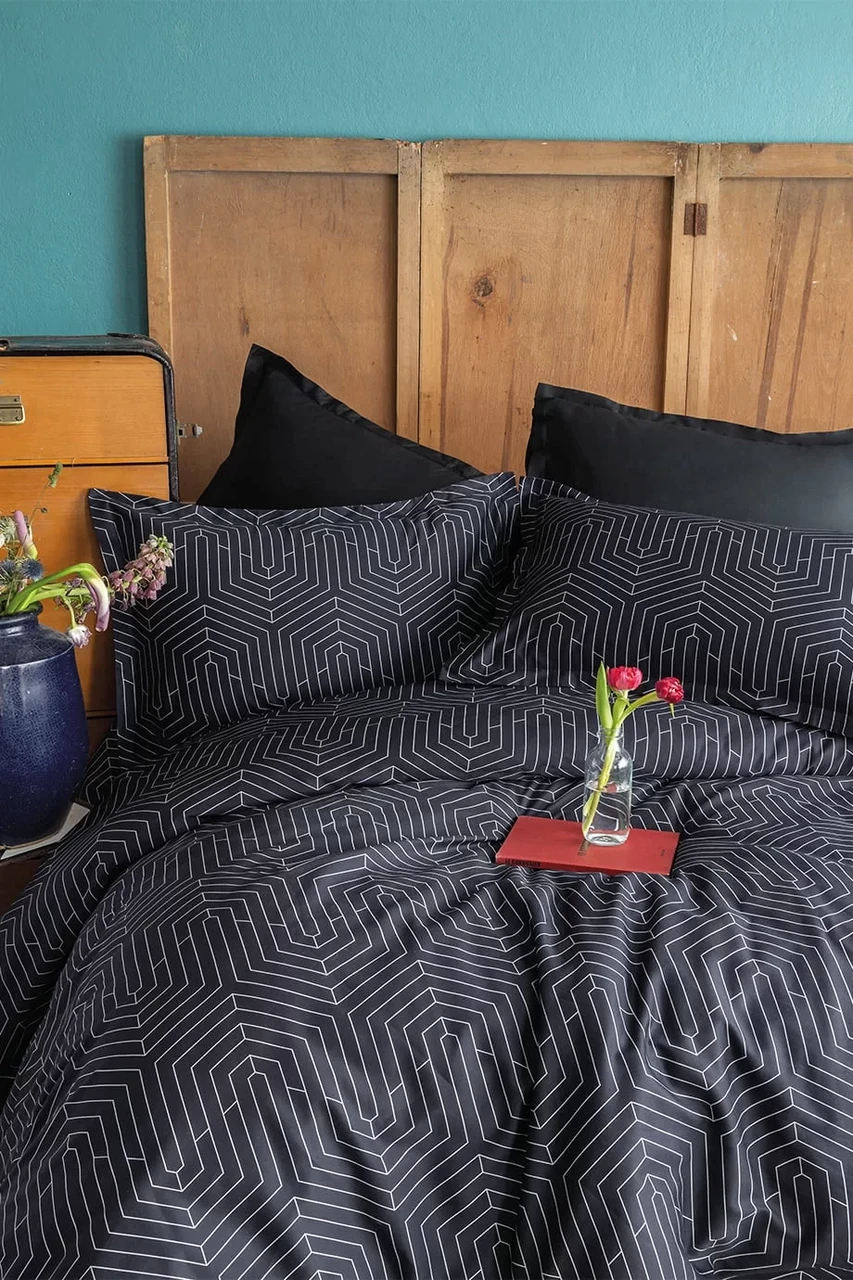 Постільна Білизна Issimo Home Сатин люкс Strada Black двоспальний євро 200х220см, фото 1