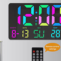 Fawoonu TS-5310 цифровий настінний годинник RGB з великим екраном, дзеркальним будильником, 5-ступеневий регулятор, фото 3
