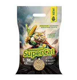 Кукурудзяний наповнювач SuperCat комкуючий для котячого туалету 5кг