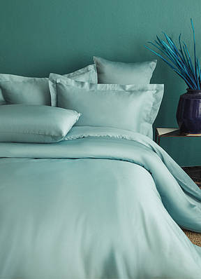 Постільна Білизна Issimo Home Сатин люкс Mint Blue двоспальний євро 200х220см