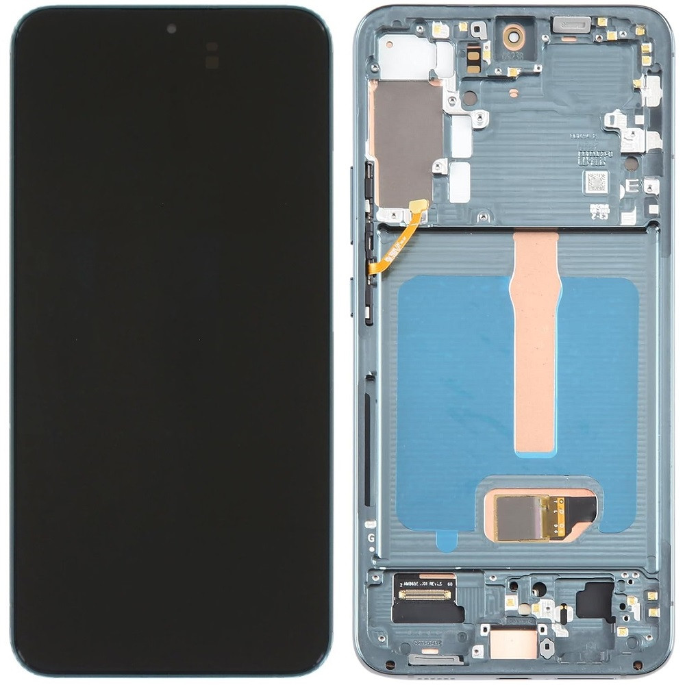 Дисплей Samsung S906 Galaxy S22+ 5G чорний, Amoled, оригінал PRC переклеєне скло, з рамкою зеленого кольору, фото 1