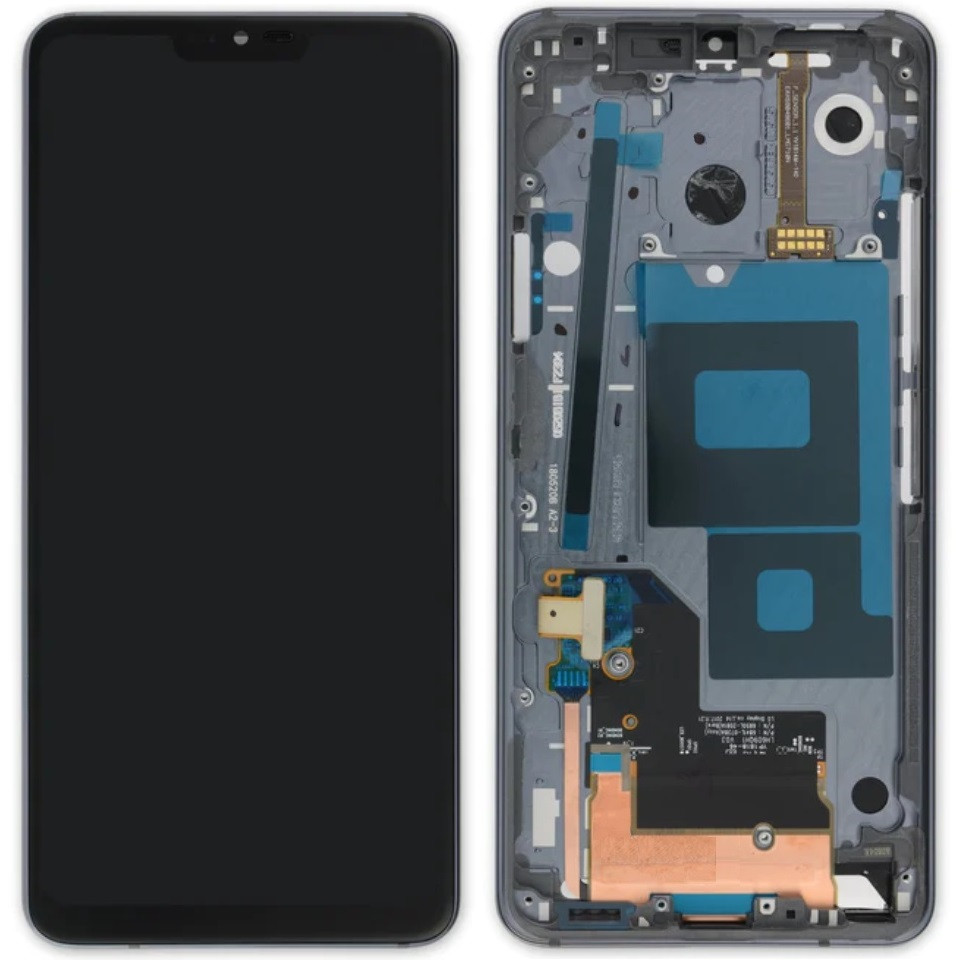 Дисплей LG G710 G7 ThinQ чорний, оригінал PRC, з рамкою сірого кольору, New Platinum Gray, фото 1
