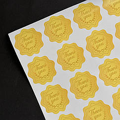 Наклейки круглі "Thank you на жовтому", 15 шт