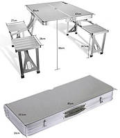 Стіл алюмінієва валіза для пікніка зі стільцями Folding Table 135х85х66м, фото 8