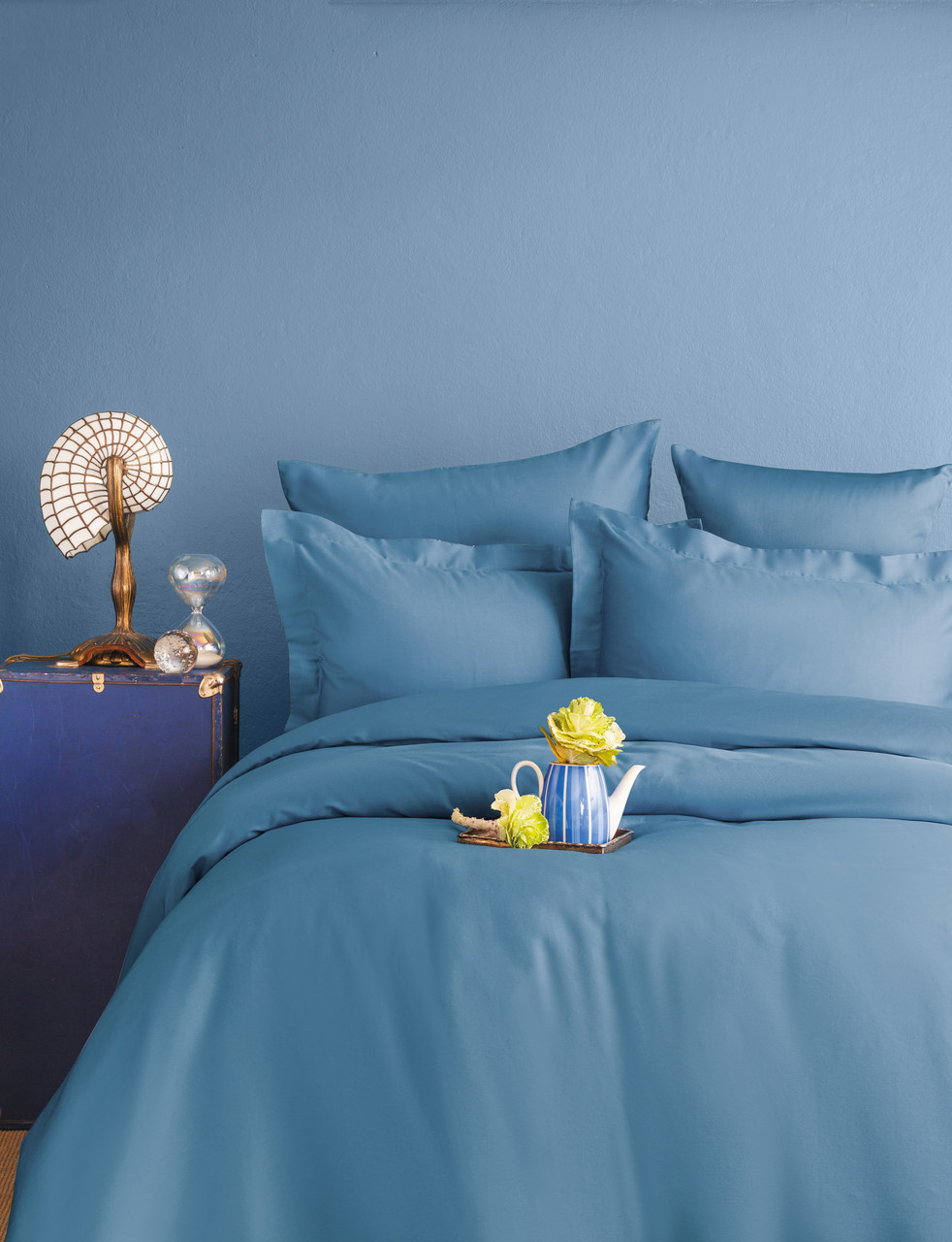 Постільна Білизна Issimo Home Сатин люкс Sky Blue двоспальний євро 200х220см, фото 1