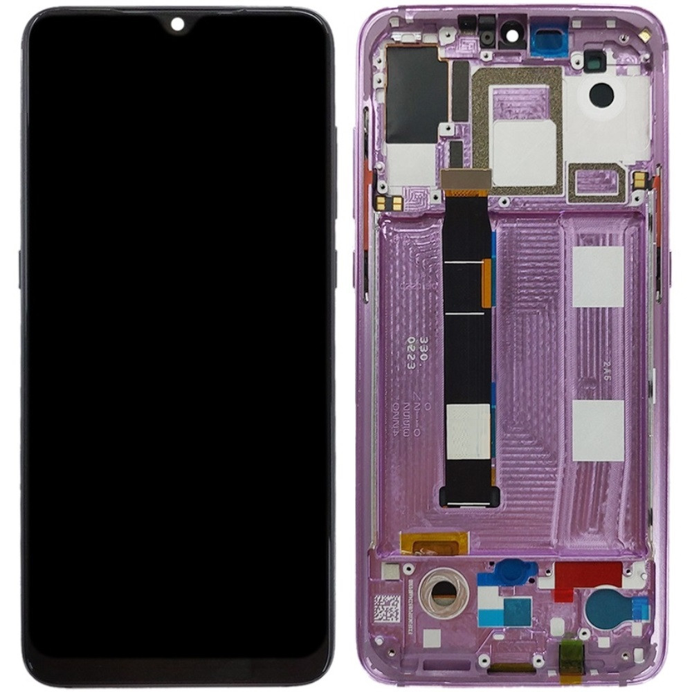 Дисплей Xiaomi Mi 9 чорний, OLED (Small LCD), з рамкою фіолетового кольору, Lavender Violet, фото 1