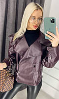 Куртка-бомбер жіночий, універсальний, еко шкіра на замші, ефектний, практичний