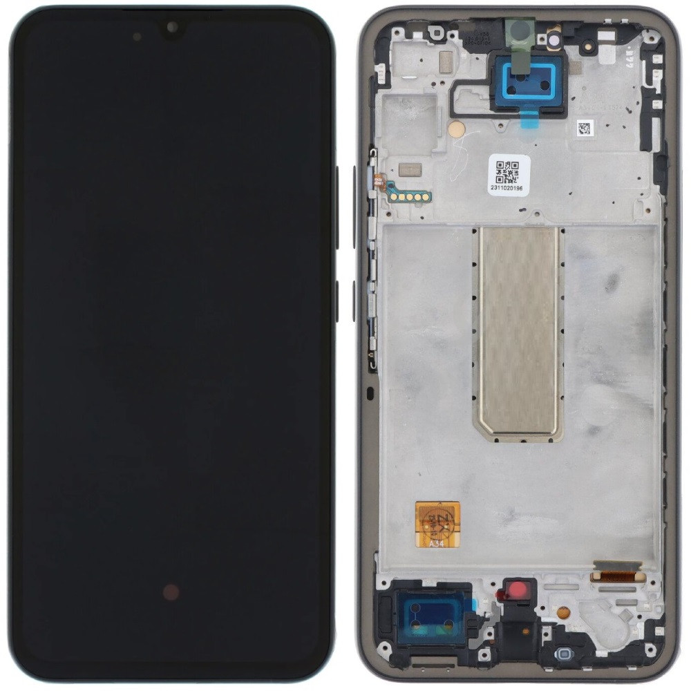 Дисплей Samsung A346 Galaxy A34 чорний, OLED (Small LCD), з рамкою сірого кольору, Graphite, фото 1