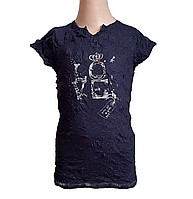 Футболка для дівчинки з ефектом м'ятої тканини 3pommes 3D10084 синій 98-128