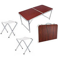 Алюмінієвий туристичний стіл з 4 стільцями складаний чемодан. Портативний дорожній набір, фото 3