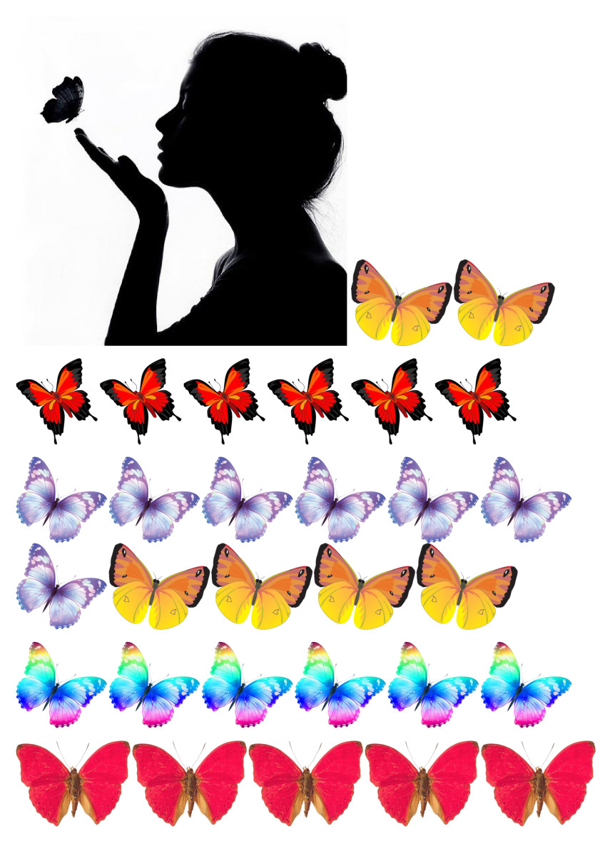 Вафельна картинка Дівчина з метеликами