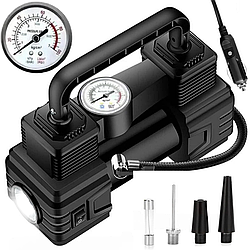 Автомобільний компресор 12В з насадками, 120 Вт / Компресор повітряний / Портативний автокомпресор