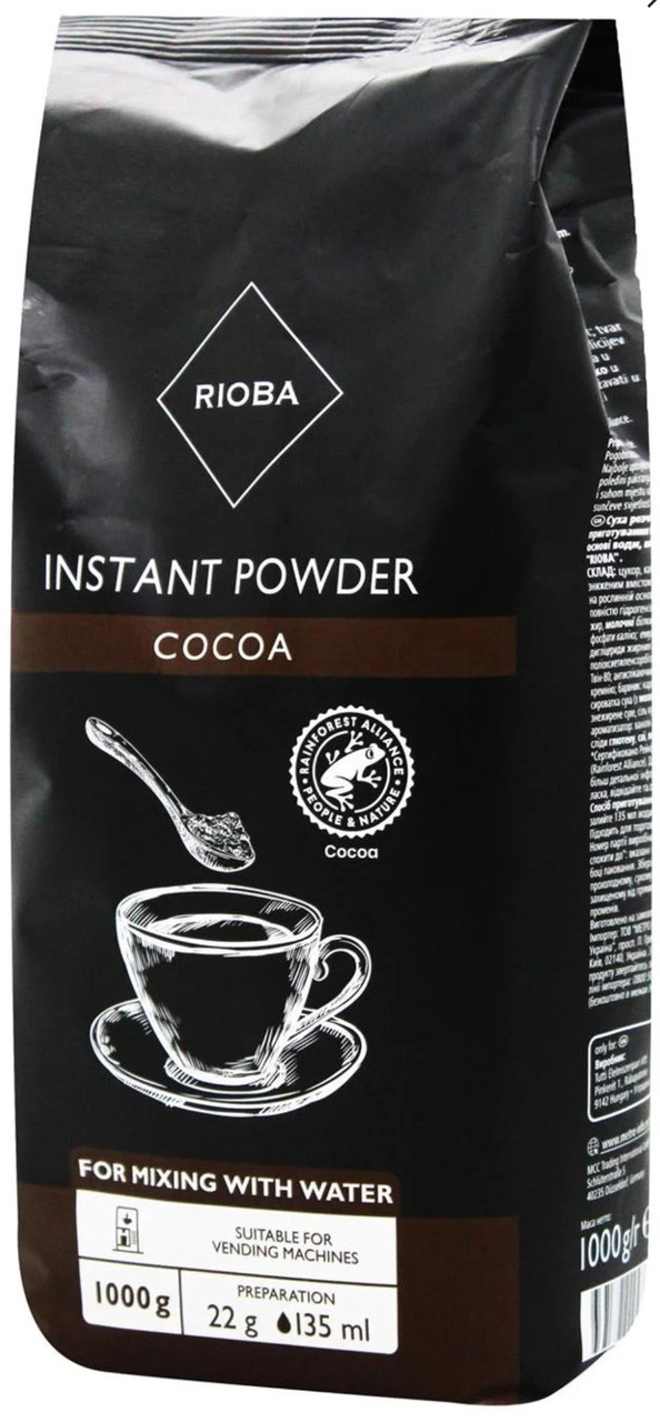 Какао Rioba розчинне у воді 1кг, Угорщина (підходить для каво-машини), фото 1