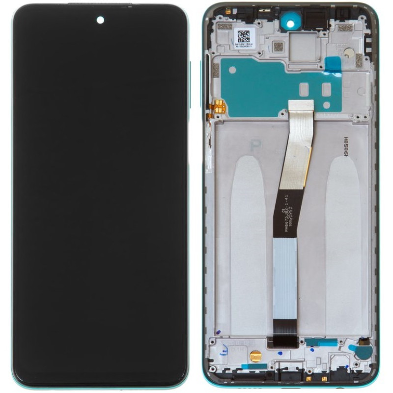 Дисплей Xiaomi Redmi Note 9S /Redmi Note 9 Pro /Redmi Note 9 Pro Max чорний, оригінал PRC, з рамкою блакитного, фото 1