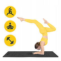 Килимок (мат) спортивний 4FIZJO PU 183 x 68 x 0.4 см для йоги та фітнесу 4FJ0587 Black Poland, фото 4