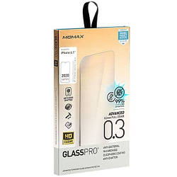 Захисне скло iPhone 12 /12 Pro прозоре, 0.3mm, Glass Pro+ Ag+ Nano Anti-Bacteria, Momax (PZAP20MBS1T)