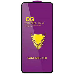 Захисне скло Samsung A805 Galaxy A80 /A905FD з чорною рамкою на весь дисплей, 9H, Golden Armor OG, Full-Screen