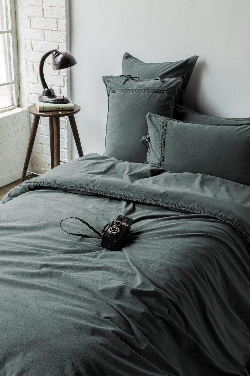 Постільна Білизна поплін Issimo Home Frill Poplin Teal Green двоспальний євро 200х220см, фото 1